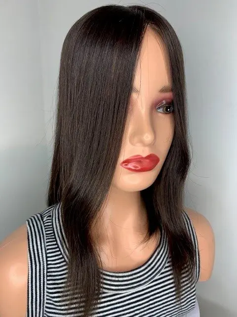100% Premium Remy Human Hair Topper 5 x 6 Inch Silk Base 4# Medium Brown 16 inch - Image 3