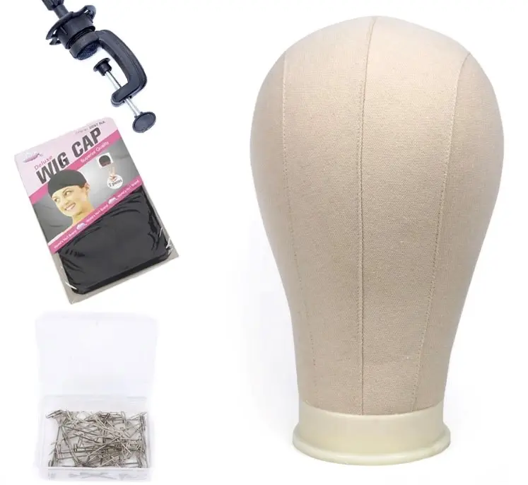 Canvas Head (For Styling your Wig or Topper) 21" Comes with table clamp for styling