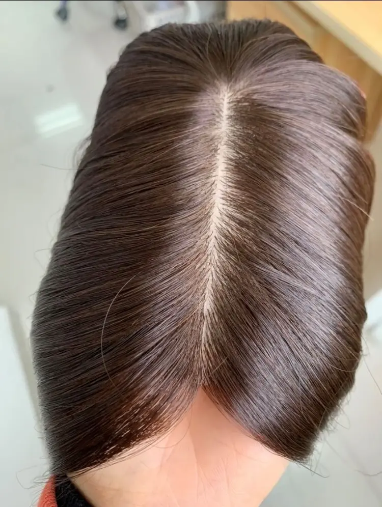 Jessy 16" Virgin Human Hair Topper Medium Brown - Image 2