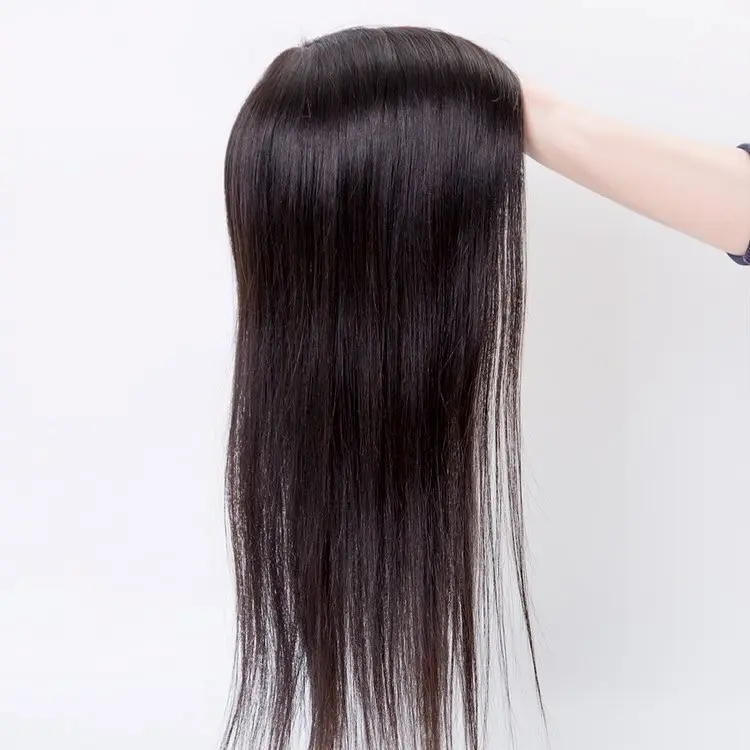 100% Premium Remy Human Hair Topper 3 x 5 inch Silk Base 18 inch 2# Black - Image 2