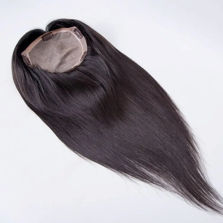 100% Premium Remy Human Hair Topper 3 x 5 inch Silk Base 18 inch 2# Black