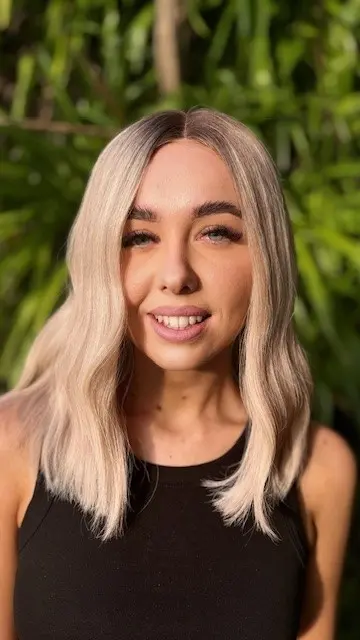 Sydney 14"/ Ash Blonde Rooted Human Hair Wig - Image 5