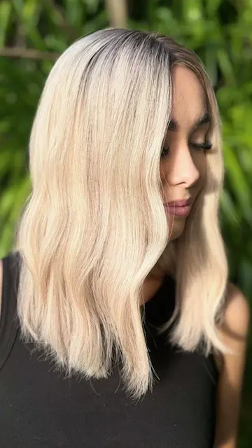 Sydney 14"/ Ash Blonde Rooted Human Hair Wig - Image 4