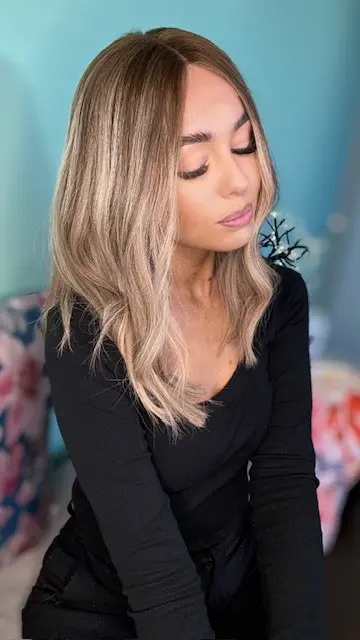 Emma 16"/Blonde Mix Balayage Human Hair Wig - Image 5