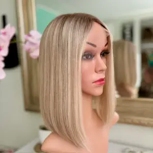 Mia 12"/ Ash Blonde Rooted Human Hair Wig