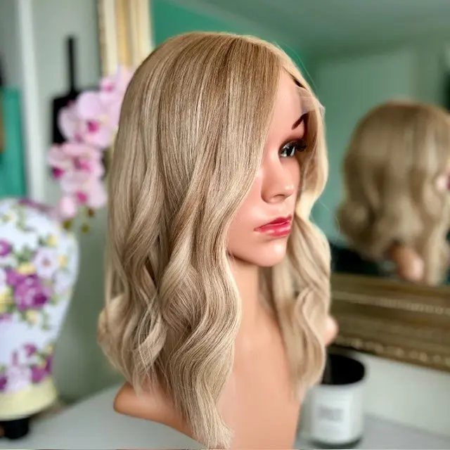 Aria 14'/Lace Top Human Wig Natural Blonde /Ash