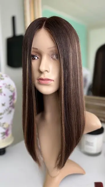 India 16'/Virgin Brown Balayage Human Hair Wig - Image 2