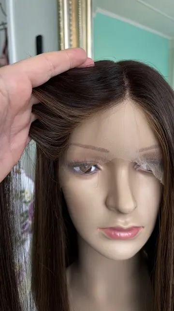 India 16'/Virgin Brown Balayage Human Hair Wig - Image 3
