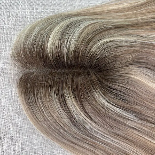 Monofilament Topper Balayage Blonde Mix 14 inch - Image 6