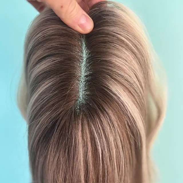 Monofilament Topper Balayage Blonde Mix 14 inch - Image 4
