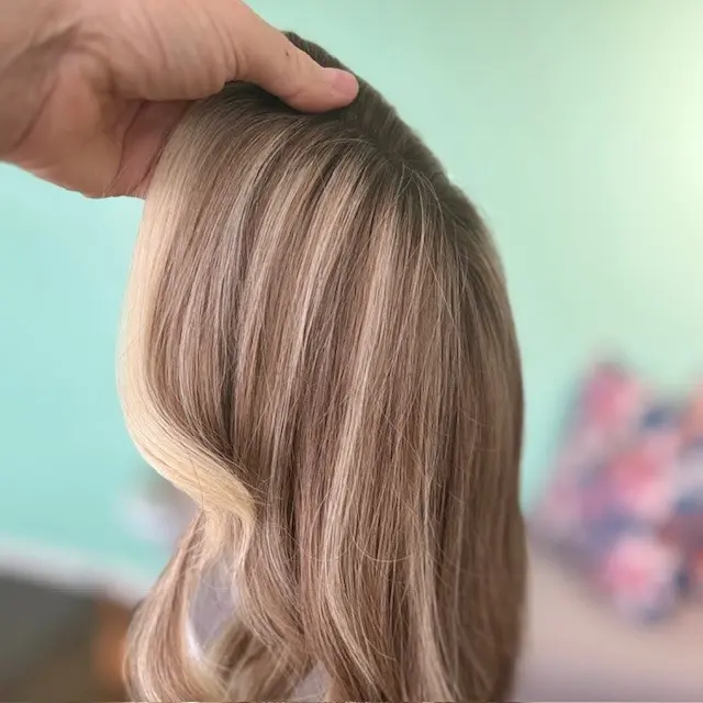 Monofilament Topper Balayage Blonde Mix 14 inch - Image 2